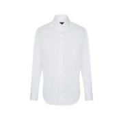 Emporio Armani Bomull Poplin Semi-Fransk Krage Skjorta White, Herr