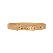 Fendi Elegant Beige Läderbälte Beige, Dam