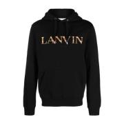 Lanvin Svart huvtröja i bomull med broderad logotyp Black, Herr