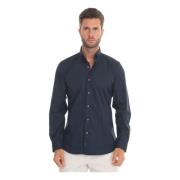 Fay Slim Fit Button-Down Casual Skjorta Blue, Herr