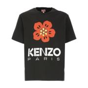 Kenzo Svart herr T-shirt med blommönster,Svart Tryckt T-Shirt Black, H...