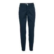 2-Biz Slim Fit Hög Midja Ankel Längd Byxor Blue, Dam