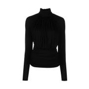 Saint Laurent Långärmad Turtleneck Top Black, Dam