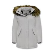 Matogla Dam Parka - Fuskpälskrage - Slim Fit Beige, Dam