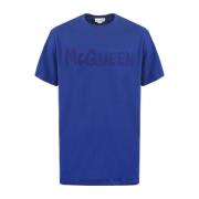 Alexander McQueen Grafiskt Tryck T-Shirt Uppgradering Blue, Herr