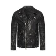 AllSaints Milo Leather Biker Läderjacka Black, Herr