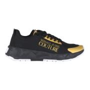 Versace Jeans Couture Logo Print Sneakers i Tyg och Eco-läder Black, H...