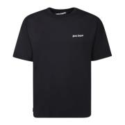 Palm Angels Minimalistisk Bomull T-Shirt med Broderad Logotyp Black, H...