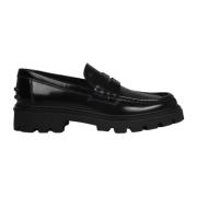 Tod's Preppy Loafer i halvblankt läder Black, Dam