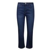 Frame Hög Straight Jeans Blue, Dam