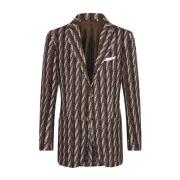 Kiton Brun Cashmerejacka med Stickade Motiv Brown, Herr