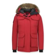 Matogla Vinterrock Medellängd - Pälskrage Parka Damer - 7603R Red, Dam