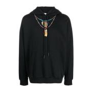 Marcelo Burlon Svart Röd Fjäderhalsband Hoodie Black, Herr