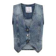 Co'Couture Denim Vest Blazer 35283 i Denim Blue Blue, Dam