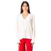 Max Mara Studio Sidenblus med volanger - Storlek 42, Färg: Vit White, ...