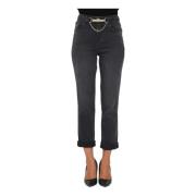 Liu Jo Svarta denim jeans för kvinnor med matchande bälte Black, Dam