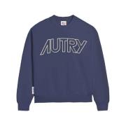 Autry Blå Crewneck Sweatshirt - Uppgradera Din Avslappnade Garderob Bl...