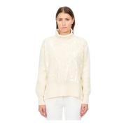 Ermanno Scervino Sequin Dolcevita Sweater White, Dam