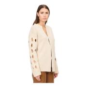 Federica Tosi Mjuk Cardigan med Cut Out Ärm Beige, Dam