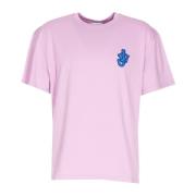 JW Anderson Rosa Bomull Crewneck T-Shirt med Logo Patch Pink, Herr