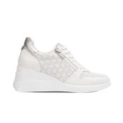 Wonders Blommig Sneaker med Dragkedja och Snörning White, Dam