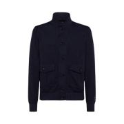 Sun68 Marinblå Ull Jersey Knapp Cardigan Black, Herr