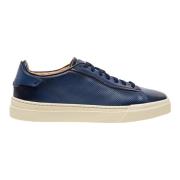 Santoni Blå Handgjord Perforerad Lädersneaker Blue, Herr