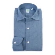 Finamore Tokyo Line Chambray Denim Skjorta Blue, Herr