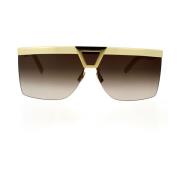 Saint Laurent Womens Mask Style Sunglasses with Geometric Detail Beige...