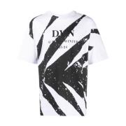 Dries Van Noten Logo-Print Bomull T-Shirt med Färgstänk Detalj White, ...