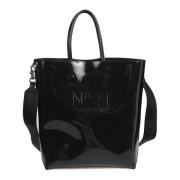 N21 Mörk Svart Vertikal Shopper Väska Black, Dam