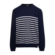 A.p.c. Randig Crewneck-tröja Blue, Herr