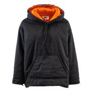 Maison Margiela Orange Kontrast Huva Jacka med Känguruficka Black, Dam