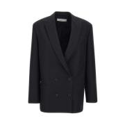 Philosophy di Lorenzo Serafini Svart Oversize Blazer med Peak Revers B...