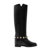 Via Roma 15 Svarta Studs Stövlar Black, Dam