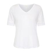 Part Two Vit Linne V-ringad T-shirt White, Dam