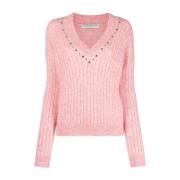 Alessandra Rich V-neck Knitwear Pink, Dam