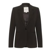 Part Two Klassisk Svart Blazer med Långa ärmar Black, Dam