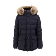 Kiton Snörning Läder Parka Blue, Herr