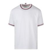 Thom Browne RWB Rand Trim Bomull T-Shirt White, Herr