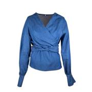 Noor of Sweden Juno overlap blouse Blue, Dam