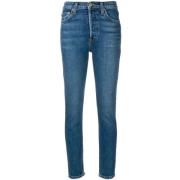 Re/Done Jeans komfort sträcker hög stigande ankelskörd Blue, Dam