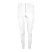 2-Biz Slim-Fit Högmidjade Ankelbyxor White, Dam