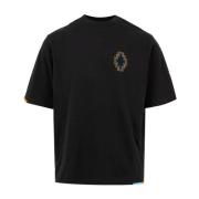 Marcelo Burlon Bomull Crew Neck Tee med Broderad Korslogotyp Black, He...