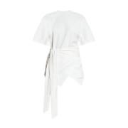 The Attico Asymmetrisk T-shirt med slips i midjan White, Dam