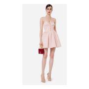 Elisabetta Franchi Tweed Miniklänning med Dockeffekt Korsett Pink, Dam