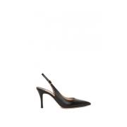 Roberto Festa Svart läder slingback sandal Black, Dam