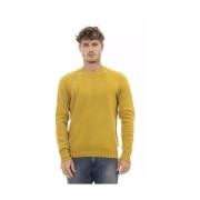 Alpha Studio Gul Ull Crewneck Sweater Yellow, Herr
