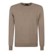 Z Zegna Beige Cashmere Crew Neck Sweaters Beige, Herr