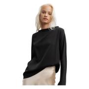 Ahlvar Gallery Silke Svart Blus Ren Look Black, Dam